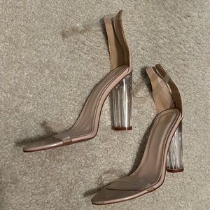 Miss Lola Nude strap heel sandals